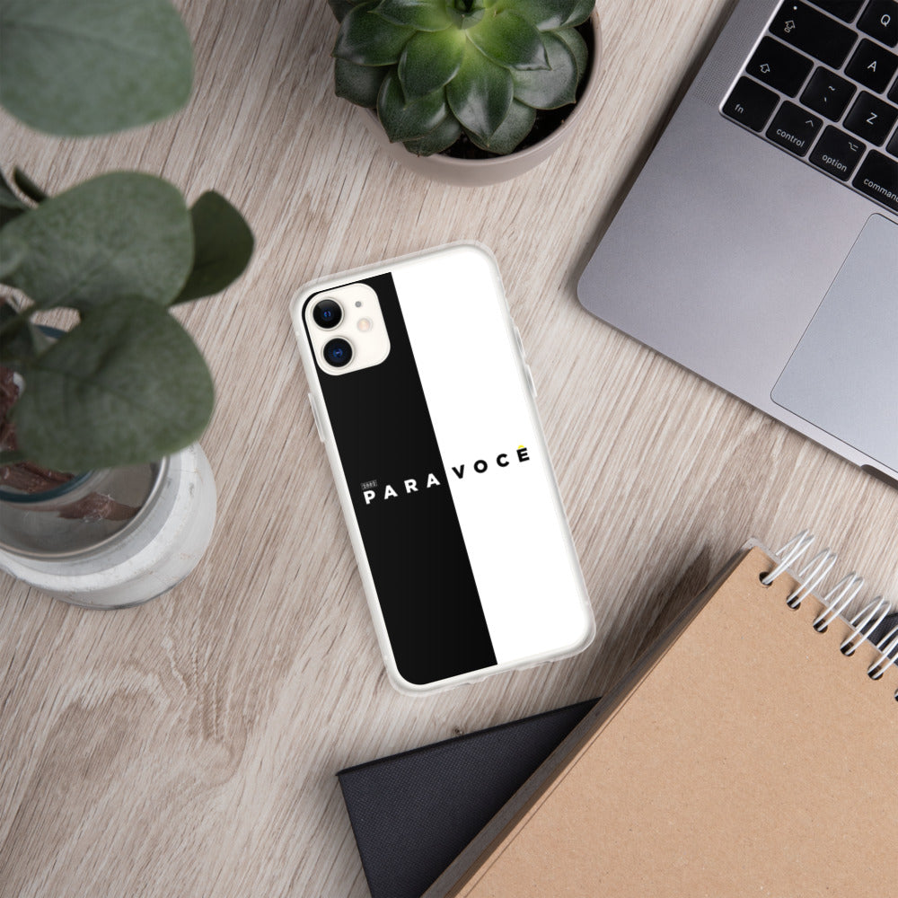 2882Tech Black + White Para Você BPA Free iPhone Case showcasing its sleek design and durable materials.